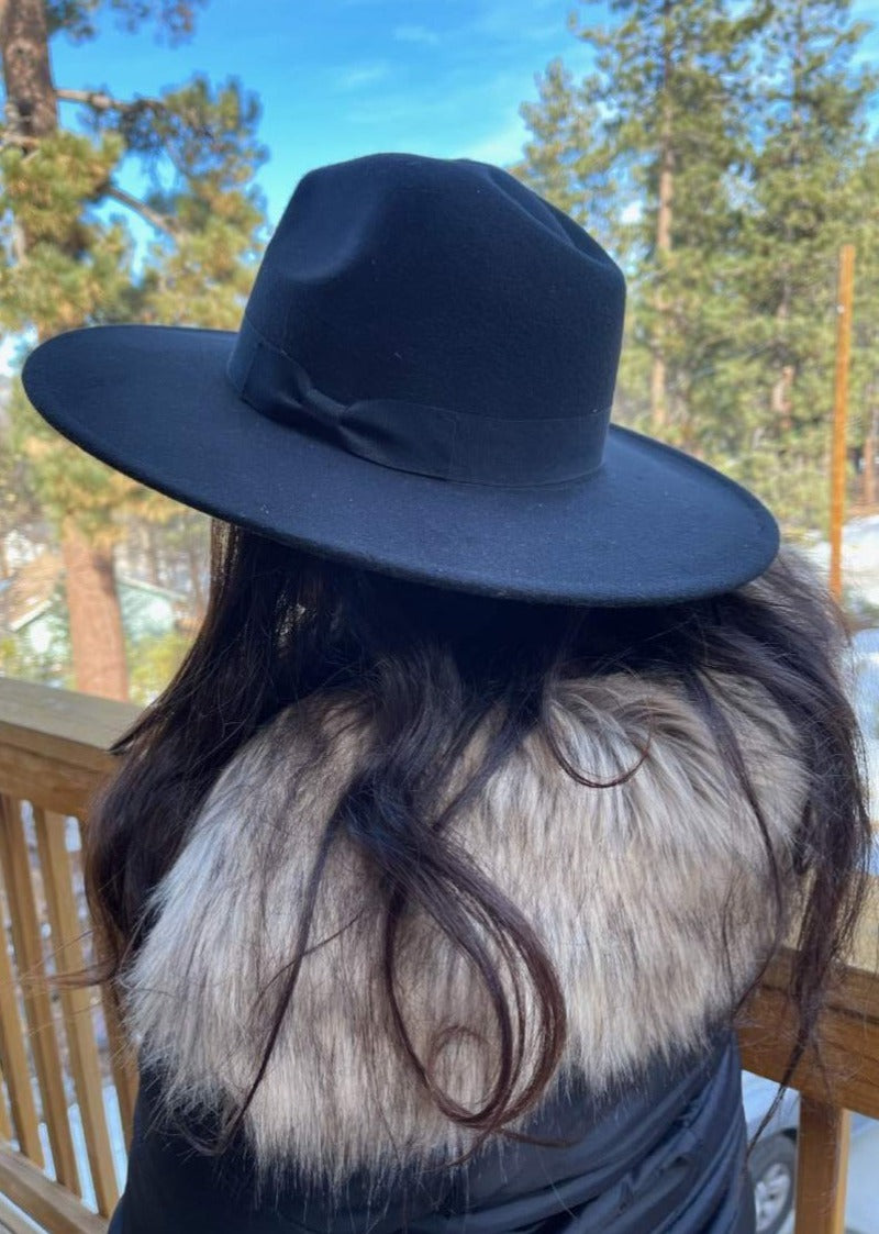 Black Fedora Felt Hat For Women Fits Large Heads