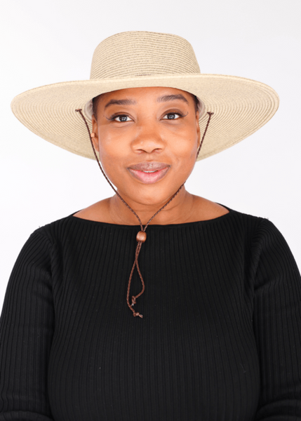 Large Head Womens Sun Hat Wide Brim Breathable Chin Strap 