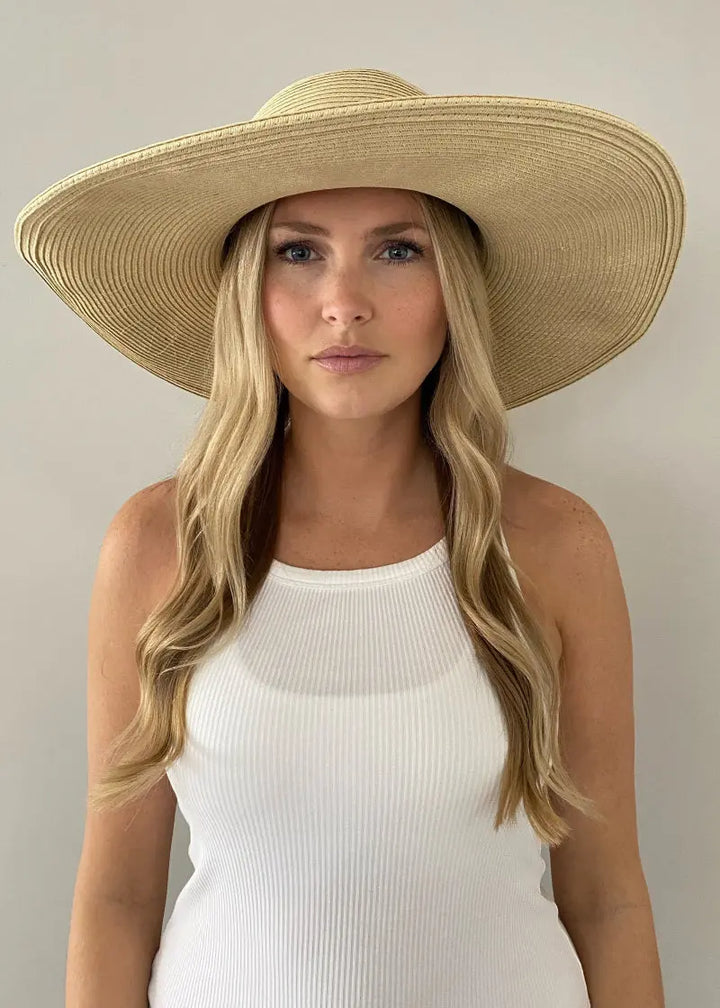 Resting Beach Face Wide Brim Straw Sun Hat Sureio 6 Pcs Beach Hat for Women Summer Floppy Embroidered  main image 3