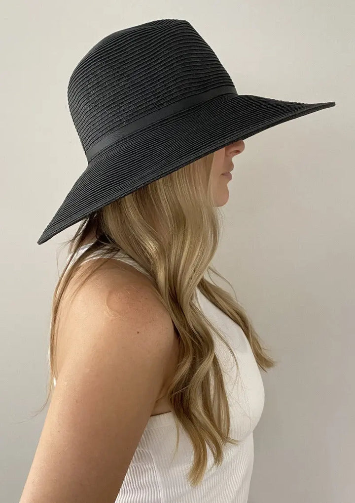Black Summer Hat For Women Fits Large Head | Wide Brim Sun Hat