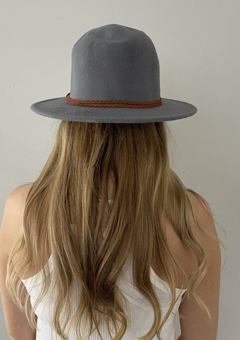 Grey Fedora Hat Womens Wide Brim