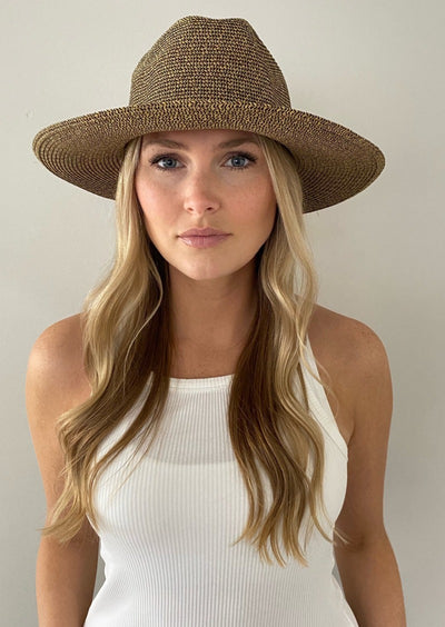 Large Head Fedora Sun Hat For Women Brown 