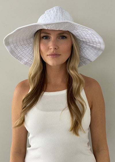 White Floppy Sun Hat For Women Xlarge