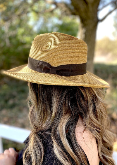 Tan Fedora Sun Hat For Women WIth Large Heads Straw Hat
