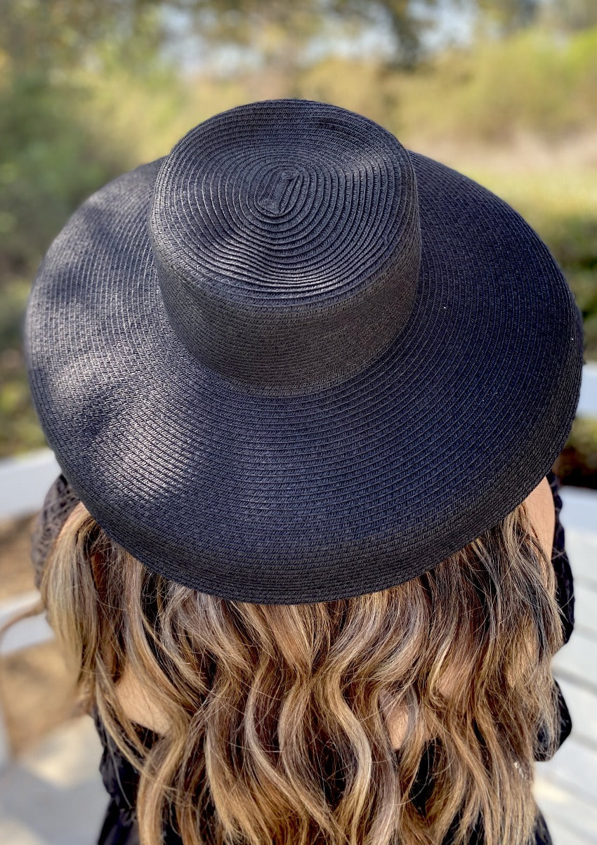 Chloe Black Derby Hat For Women Wide Brim 5” Extra Large Sun Hat