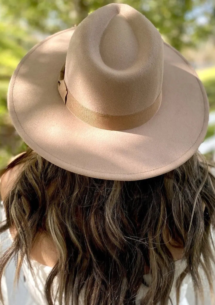 Womens Wide Brim Felt Fedora Hat - Camel Women main image 3
