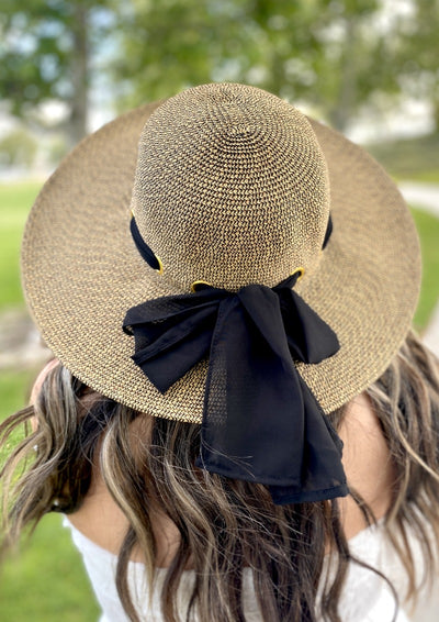 Solara Beach Sun Hat For Women Black Ribbon XL