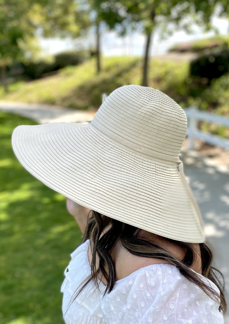 Ribbon Braid Big Floppy Hat - Beige / Large / 7 in