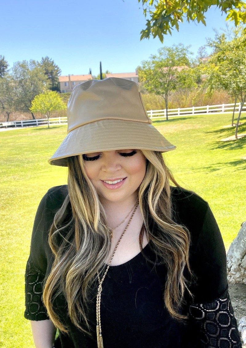 Bucket hat for large heads women beige