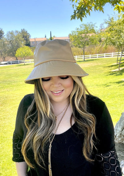 Bucket hat for large heads women beige