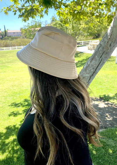Bucket hat for big heads women beige