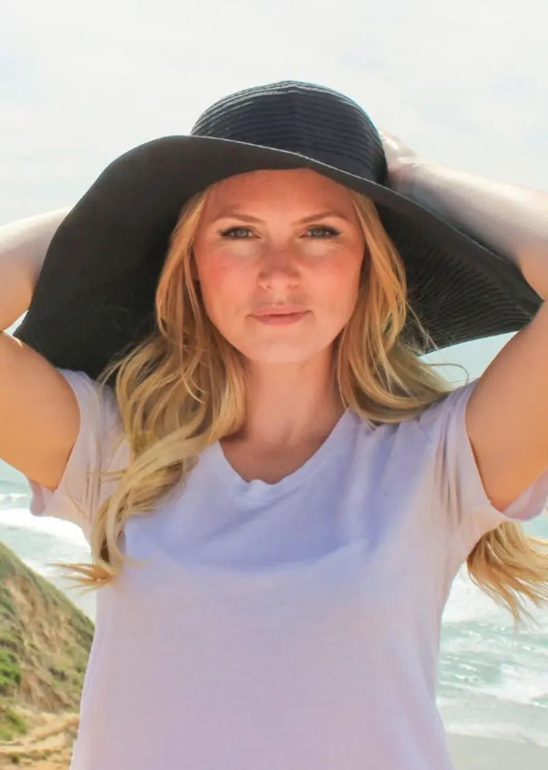 Big Hat For Women | Black Floppy Beach Hat | Large Head Summer Hat
