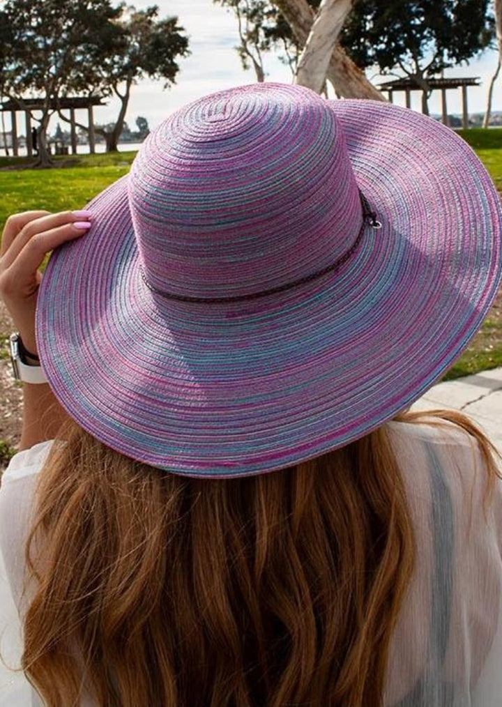 Rachel Wide Brim Removable Chin Strap Hat Purple Medium
