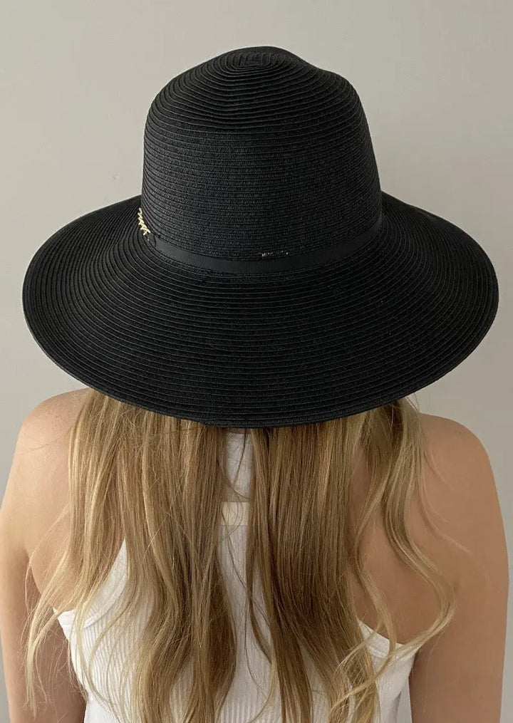 Black Summer Hat For Women Fits Large Head | Wide Brim Sun Hat