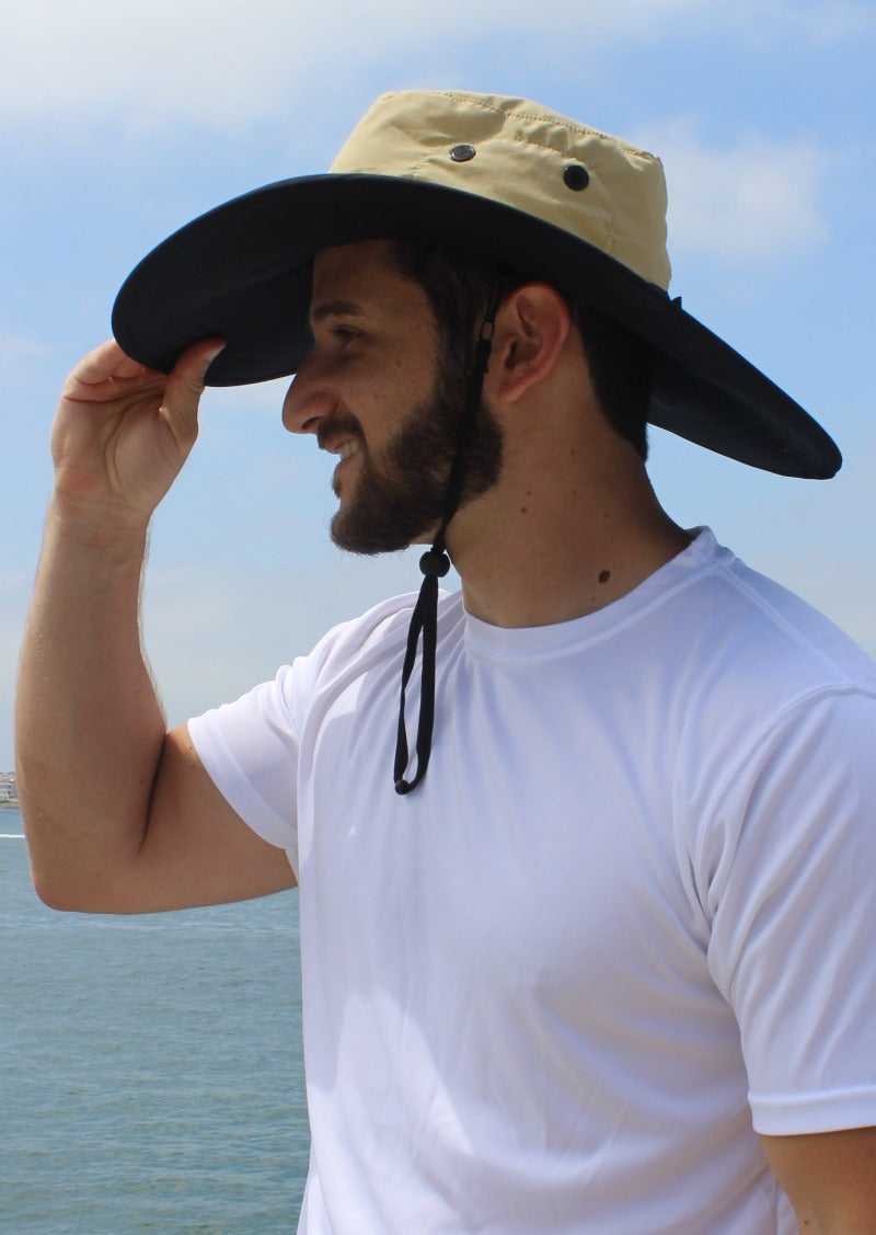 Fishing Hat Mens Extra Wide Brim Chin Strap
