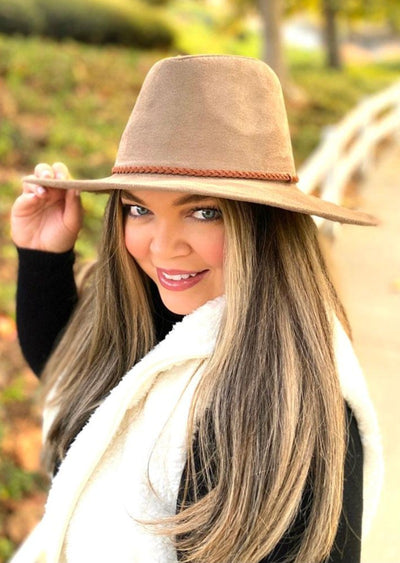 Taupe winter sun hat for women